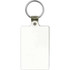 A rectangular keychain with a metal ring, featuring a plain, shiny surface.