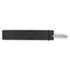 A drink bottle opener in black with a ring attachment for easy carrying. Features a simple, sleek design.