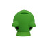A green piglet-shaped money box with large eyes and a slot for coins on top. It features a logo on the base.
