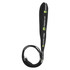 A black dog leash measuring 1.1 metres and 19mm wide, featuring a logo on its surface.