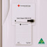 A magnetic whiteboard to-do list in white with a black pen and a note pad, featuring a logo in the corner.