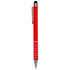 A red stylus pen with a chrome finish and a clip, featuring a tactile tip for touchscreens.