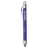 A purple metal pen with a silver clip and a logo. It features a sleek, modern design suitable for promotional use.