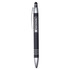 A metal pen in black with silver accents and a branded logo. Features a stylus tip on the end.
