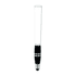 A black stylus pen with a sleek design and chrome accents. The top is smooth and clear. It features a logo.