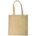 A yellow shopping tote bag with two handles and a V gusset. The bag features a logo on one side.
