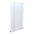 A white roll-up banner with silver hardware, designed for promotional displays and presentations.
