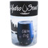 A drink bottle with a sleek blue design, featuring a lid and a logo on a cylindrical container.