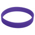 A purple silicone wristband with a smooth finish and a branding logo displayed on its surface.