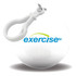 A white ball with a clip, featuring a logo. Suitable for use as a rain poncho.