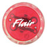 A red LED light-up yo-yo with a clear casing and a logo on the side.