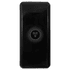 A black power bank with a textured design and a logo, featuring a 10,000 mAh capacity.