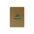 A beige A5 notepad with a logo on the cover and an elastic band closure.