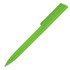 A bright green minimalist ballpoint pen with a simple design and a clip, featuring a branding logo.
