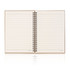 An A5 spiral-bound notebook featuring stone paper, with cream-coloured lined pages and a natural cover.
