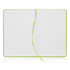 An A5 notebook journal with a leather look, featuring a green exterior and blank lined pages inside.