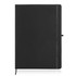 A black A4 leather-look notebook journal with an elastic closure and a bookmark ribbon.