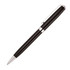 A black metal ballpoint pen with a silver clip and tip, featuring a sleek design and branding.