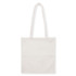 A non-woven bag in light grey with a V gusset and long handles, featuring a simple design.