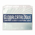A clear PVC card holder with a white and blue design, featuring a branding logo. Dimensions are 113mm (H) x 155mm (W).