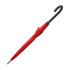 A red 61cm umbrella with a curved handle and a black shaft, featuring a logo.