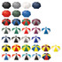 A collection of 75cm Shelta Bogey umbrellas in various colour combinations, featuring a range of solid and patterned designs.