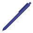 A triangular blue ballpoint pen with a matte finish and a clip. It has a small branding logo.