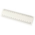 A 15cm white ruler featuring both centimetre and millimetre markings, with a logo on its surface.
