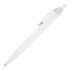A white ballpoint pen with a smooth finish and a clip on the cap. The pen has a logo on its body.