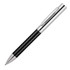 A metal ballpoint pen featuring a carbon fibre finish in black and silver accents, with a sleek design and clip.