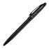 A black ballpoint pen with a matte finish and a clip, featuring a logo.