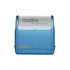 A blue Modico 2 stamp with a clear top, featuring a logo and a compact design.
