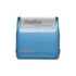 A blue Modico 2 stamp with a light grey top, designed for a 37x11mm imprint, featuring a logo.