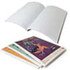 A5 laminated soft cover notebook with lined pages, featuring a variety of colourful covers. Includes a branding logo.