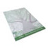 A6 writing pad featuring a tree design, with a green base and multiple white leaves. Includes a logo.