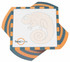 A 100x100mm twist note pad featuring three colours: orange, grey, and white, with a logo and a seahorse design.