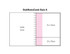 A product diagram of a laminated 4 colour cover combo pad featuring pink and white sections with specified dimensions.