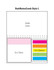 A combination laminated pad featuring a four-color cover with sections for film markers and notes in pink, green, blue, and orange.