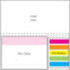 A combination pad with a laminated four-colour cover featuring pink, yellow, green, blue, and orange sections, and a logo.