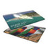 A double-sided magnet measuring 55x90mm, featuring vibrant images of a beach and colourful patterns. It has a logo.