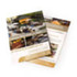 A stack of two A4 flyers, featuring a mix of images and a gold and white colour scheme, with a logo present.
