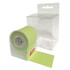 A printed dispenser containing unprinted roll notes in bright green, packaged in a clear box.