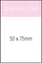 A notepad featuring a white cover with a pink header, size 50 x 75mm, and an adhesive strip at the top.