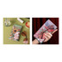 A floral print glasses pouch in pastel colours, displayed with sunglasses and small cosmetic items on a green surface.