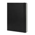 A black Moleskine Classic Hard Cover Notebook in extra large size, featuring a logo and an elastic closure.