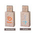 A wheat straw USB data blocker in beige with a textured surface and a logo. Features two print options.