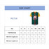 A size chart for a men's two-button baseball jersey featuring green and yellow colours, with measurements in centimetres.