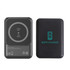 A black 5000mAh eco magnetic power bank with a wireless charging pad and a logo on one side.
