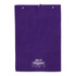 A purple golf towel with a textured surface and an attached loop for hanging, featuring a logo.