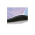 A close-up of a black coaster with a smooth edge, featuring a colourful textured surface.